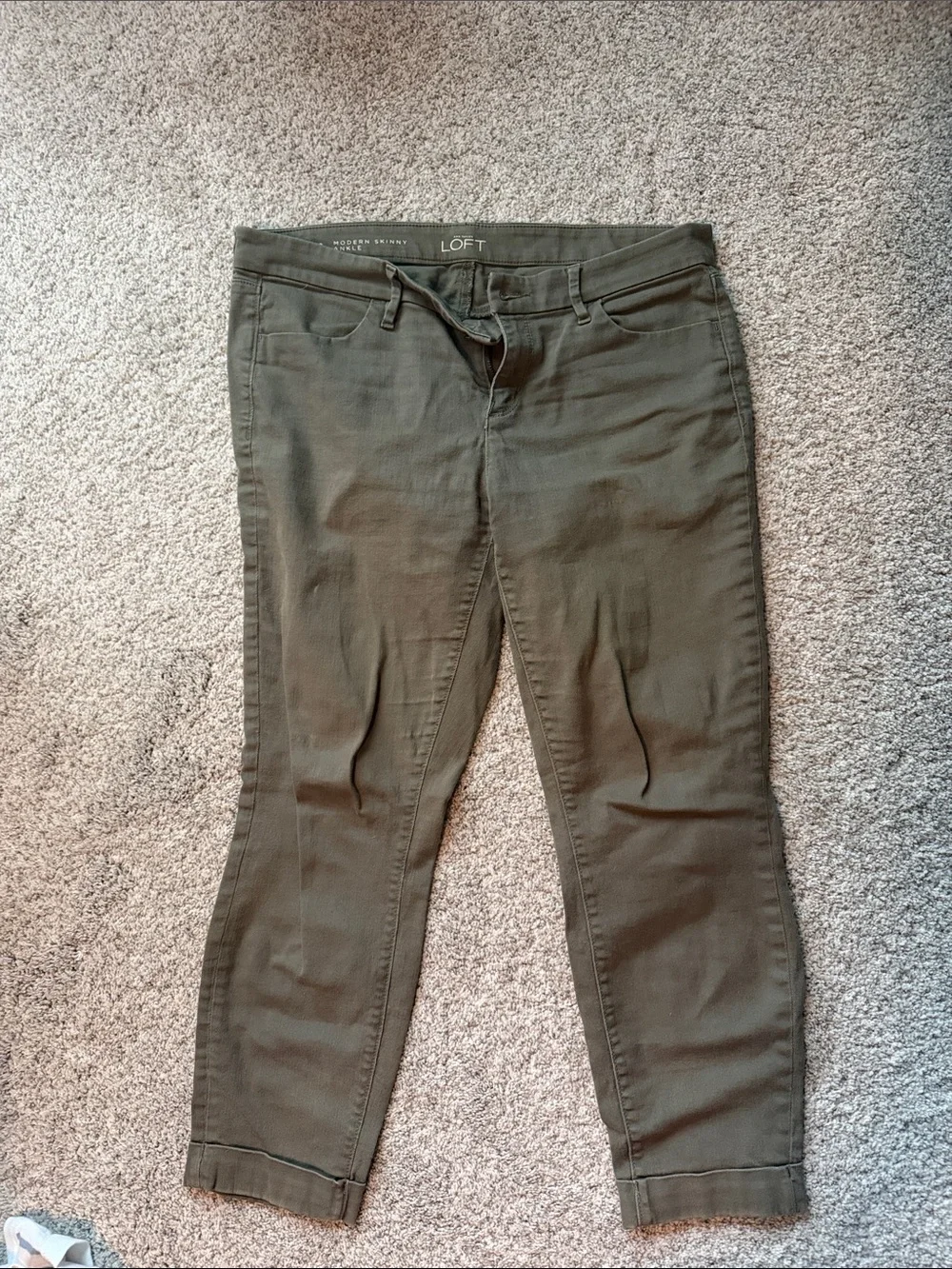LOFT Olive Green Cropped Tapered Pants